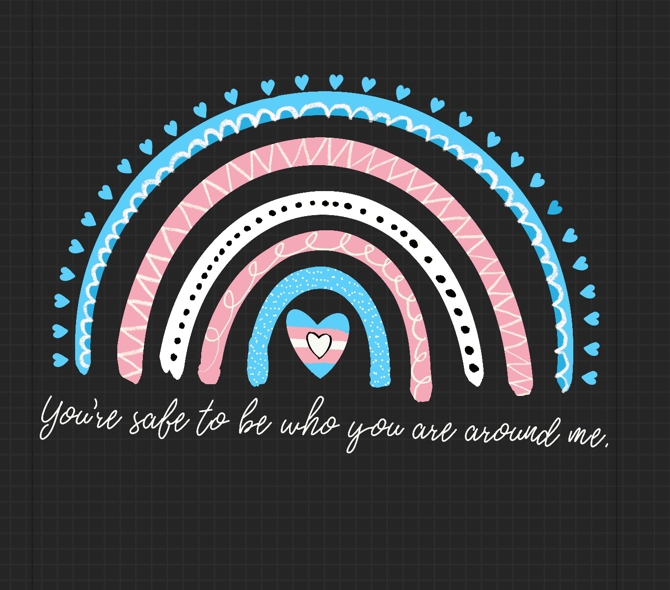 "You're Safe To Be Who You Are Around Me" 2.0" x 1.4" Trans Rainbow Clear Sticker
