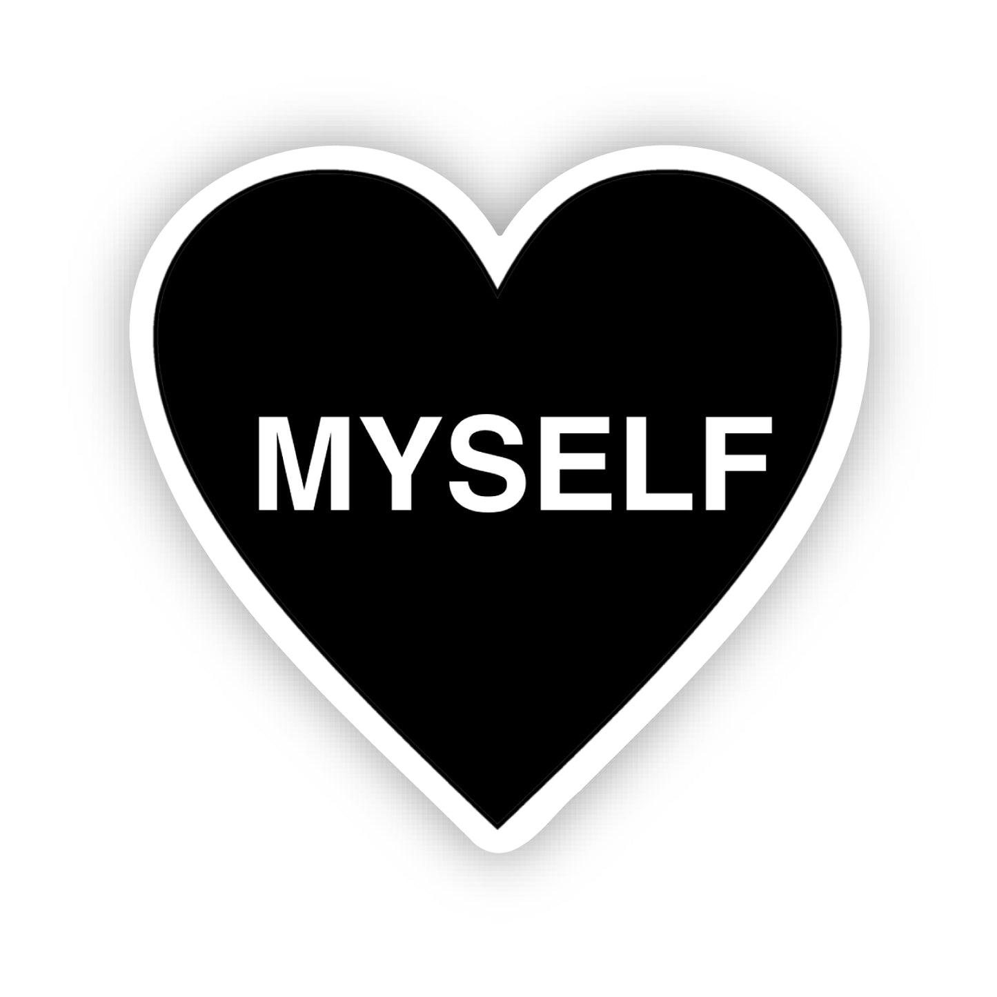 "I Love Myself" Heart 2.0" x 1.9" Die Cut Sticker in Black