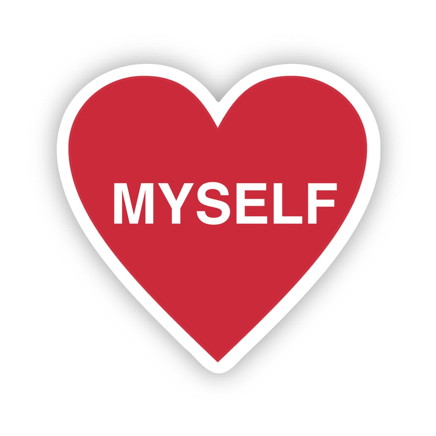 "I Love Myself" Heart 2.0" x 1.9" Die Cut Sticker in Red