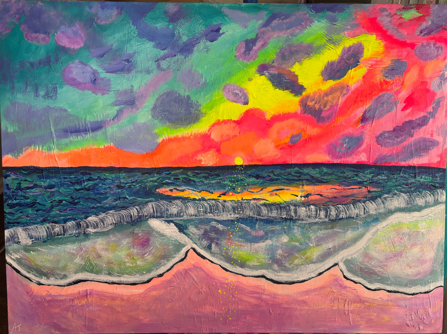 "Ocean Beach" ORIGINAL 36" x 48" Canvas Painting