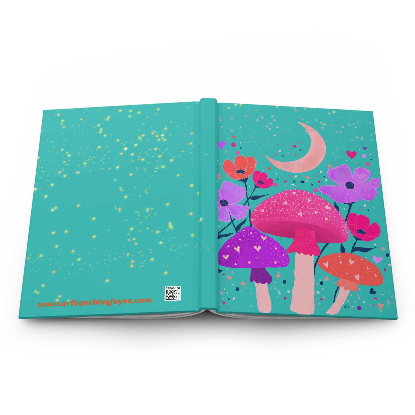 "Mushroom Floral" (In Blue) Hardcover Journal