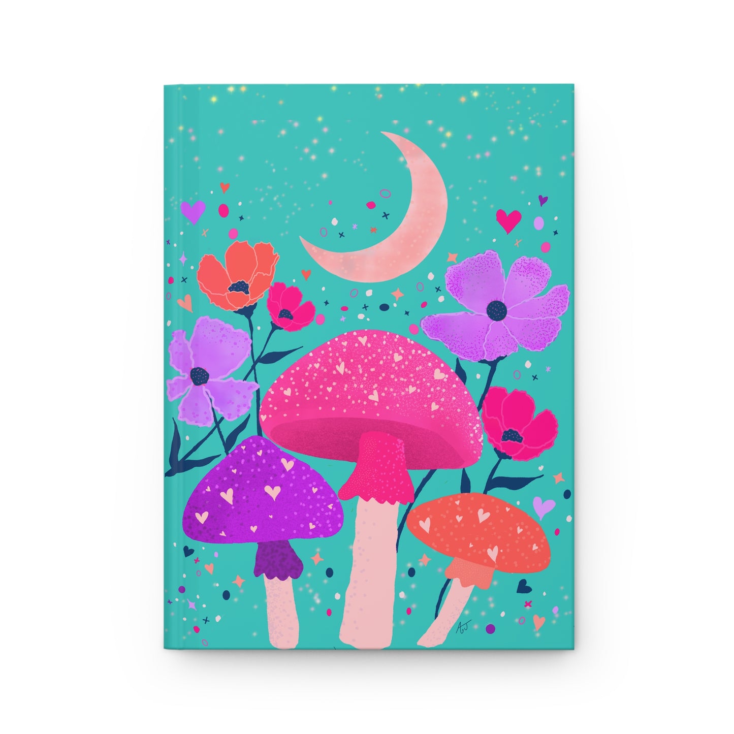 "Mushroom Floral" (In Blue) Hardcover Journal