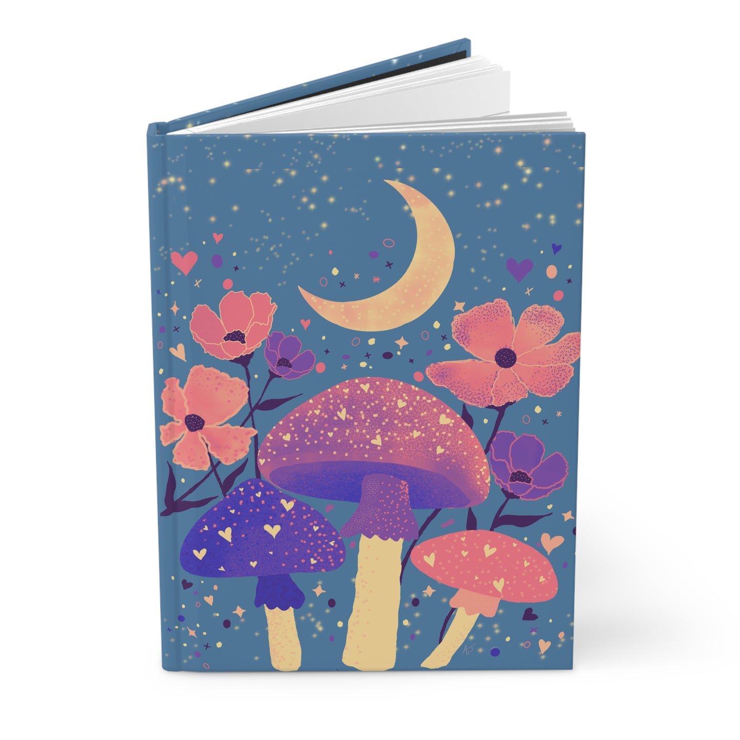 "Mushroom Floral" (In Purple) Hardcover Journal