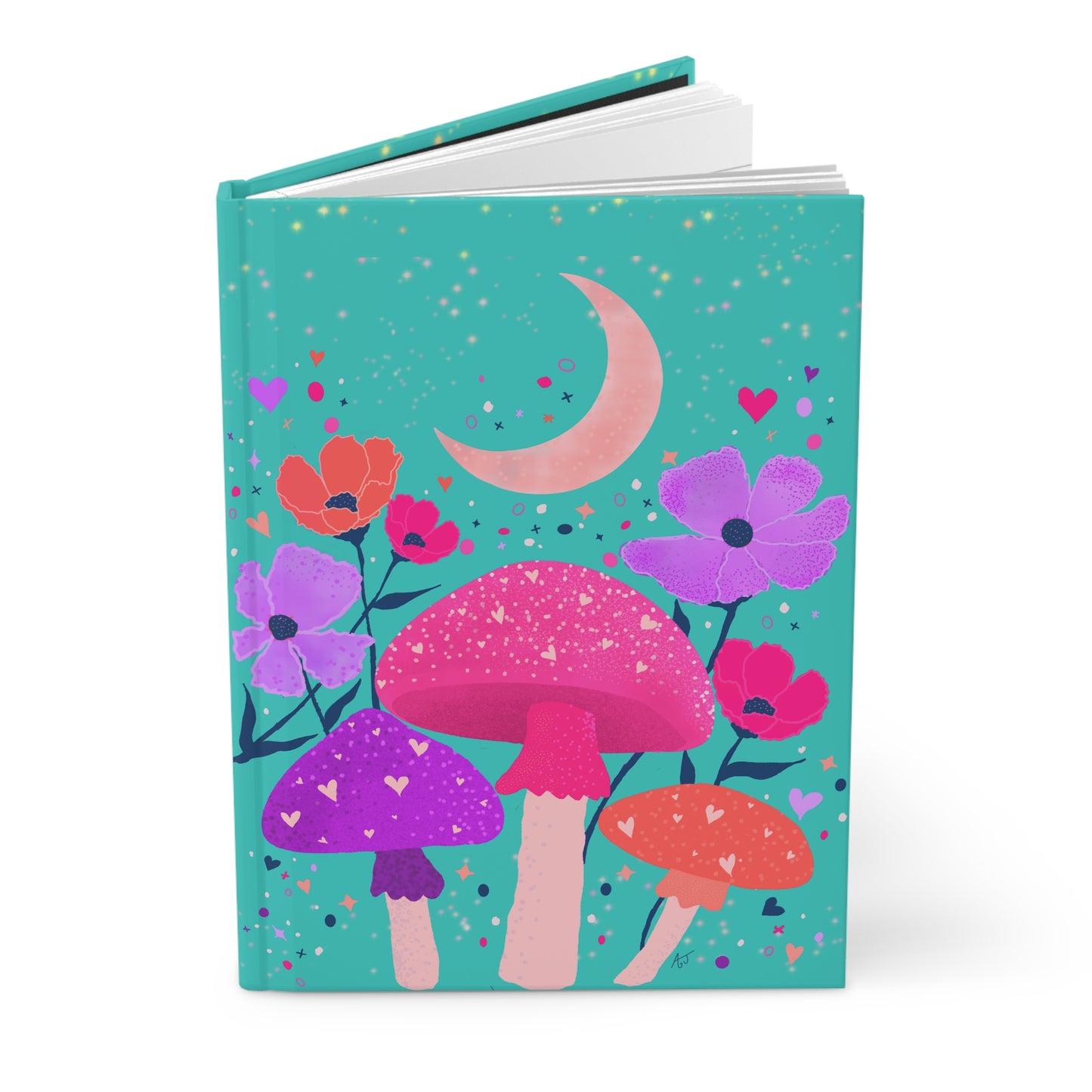 "Mushroom Floral" (In Blue) Hardcover Journal