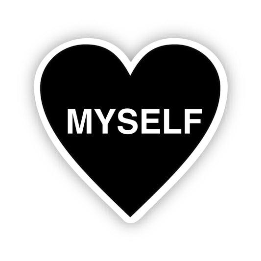 "I Love Myself" Heart 2.0" x 1.9" Die Cut Sticker in Black
