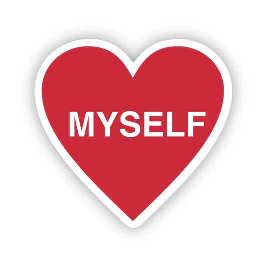 "I Love Myself" Heart 2.0" x 1.9" Die Cut Sticker in Red